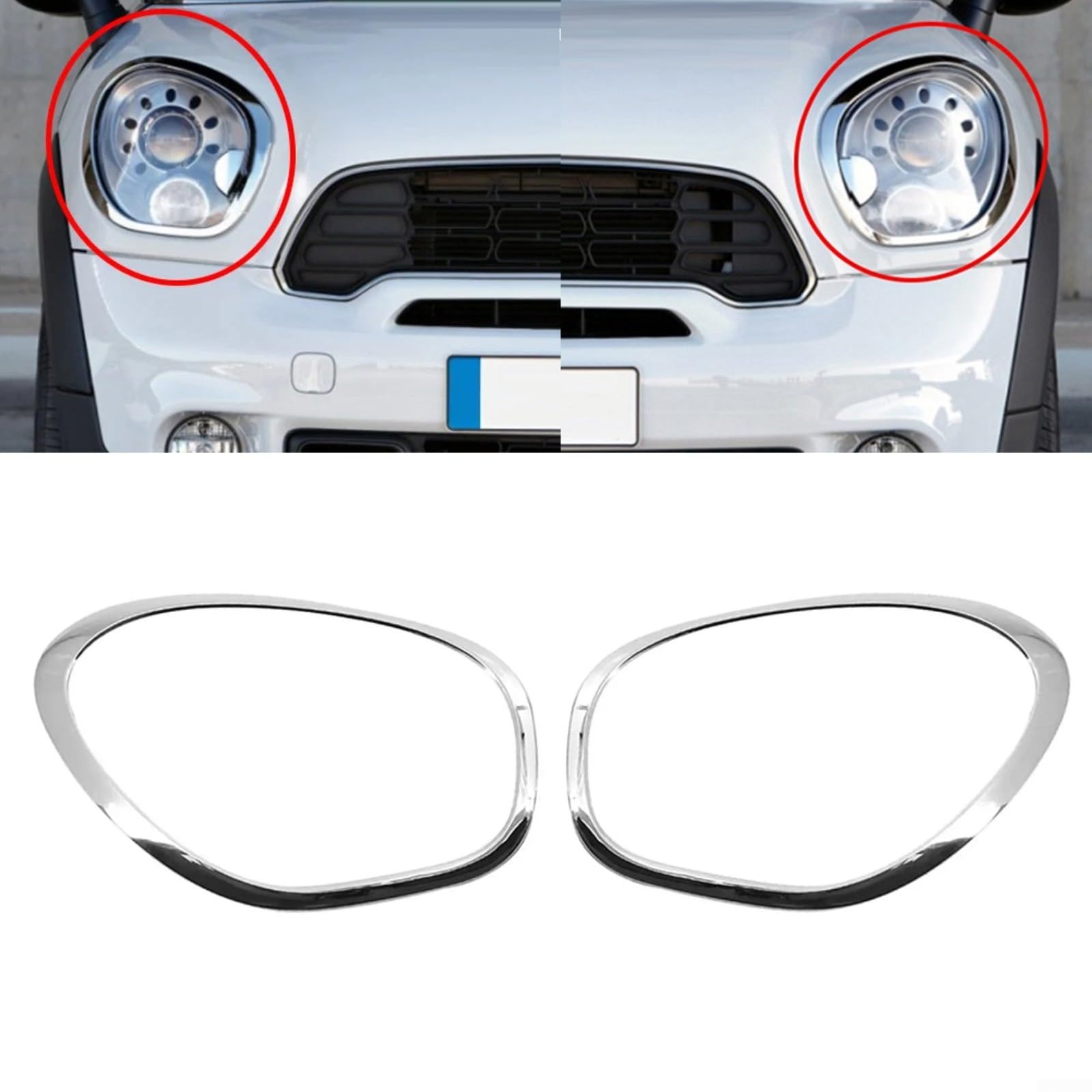 Embellecedor de bisel de lámpara de faro delantero, moldura decorativa cromada, para Mini Cooper R60 R61 Countryman 2011-2016