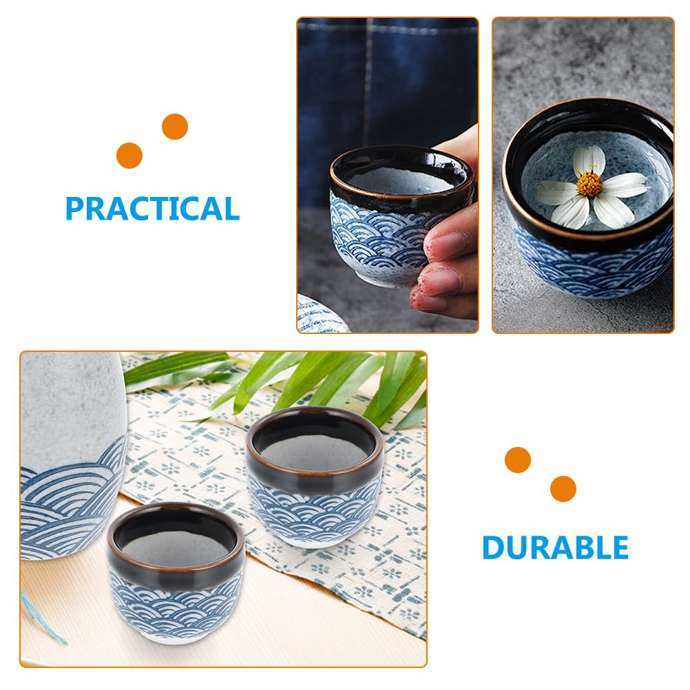 UPKOCH 4Pièces Set de Tasses à Sake Céramique Traditionnelle Japonaise Émaillées pour Usage Maison Capacité de Design Ondes de