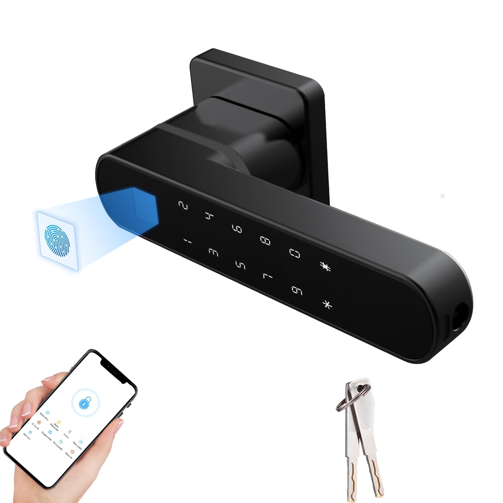 4 en 1 con el Teclado de Contraseña para el Dormitorio de la Oficina del Hotel Doméstico (BLACK)