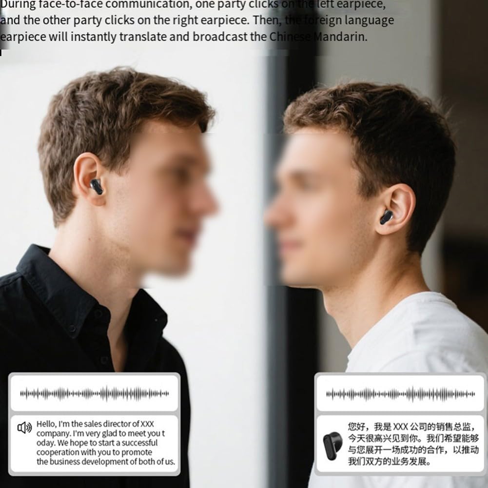 AI Language Translation Earbuds - BT-5.4 Traducteur de casque pour 140 langues - Casque sans fil - Écouteurs étanches IPX6