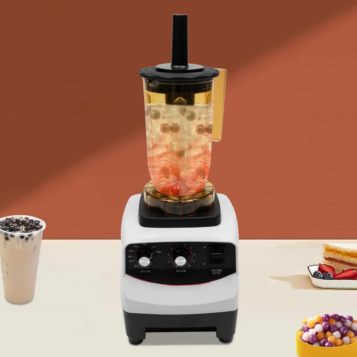 Tea Brewing Machine, Bubble Tea Machine, 1200ml/50.72oz Food Blender, 1800W Multifuction Smoothie Maker Shaking Machine Brew Cream Milk Shaker, 30000r/min