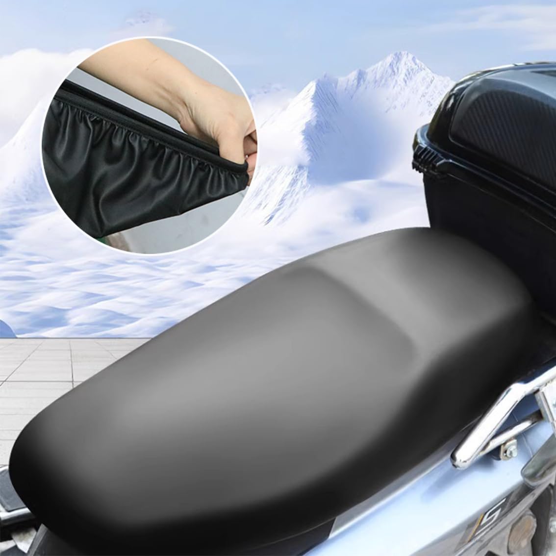 Coprisedile Moto Impermeabile Modengzhe – Taglia XL – Nero – Tessuto Oxford Rivestito – 68.6 X 35.6 Cm - 2