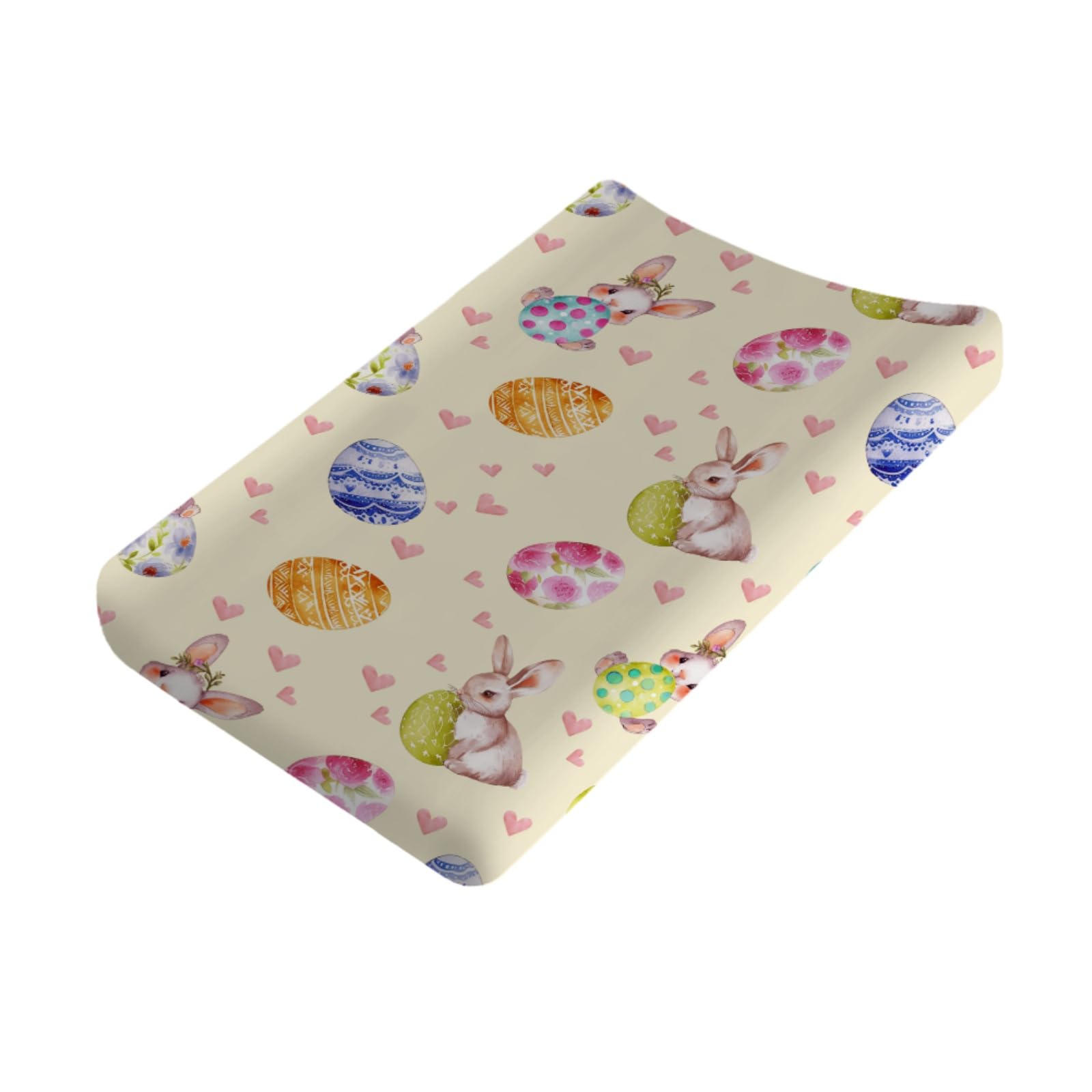 Easter Eggs Rabbit Bunny Changing Pad Cover for Infant Boys Girls Baby Changing Table Cover Snug Fitted Changing Mat Sheet Cover Rabbit