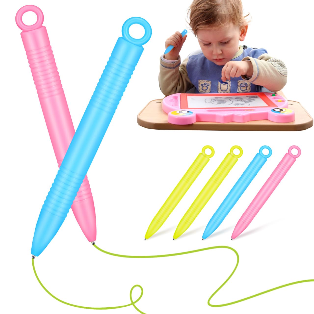 Warmhm 6Pcs Magnetic Drawing Pens Replacement Stylus Pen for Drawing Boards Kids Art Pens for Writing Marking and Classroom Craft Supplies