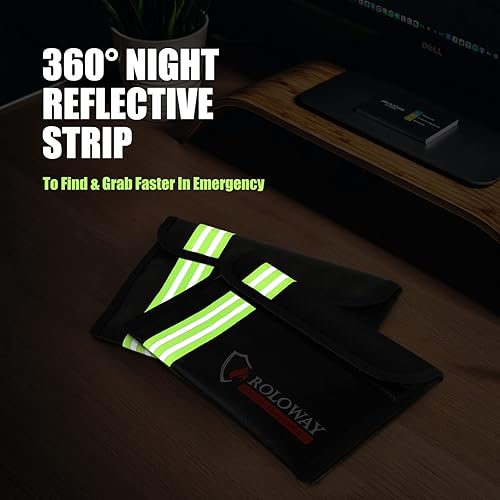 Miniatura 8 de ROLOWAY Bolsa ignífuga (9.6 x 6.6 pulgadas) con aislamiento térmico de 5200 F, bolsa de dinero ignífuga con cremallera para efectivo, bolsa de banco