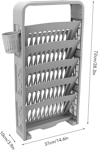 Miniatura 6 de Estantería de almacenamiento para libros de 6 niveles, estantería extraíble y única, carrito de almacenamiento delgado para libros, estante de