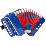 Horse Kids Accordion, 10 Keys Button Control Kid Accordions Musical Instruments for Child Children Toddlers Beginners Accordian Lightweight 7 key 3 Bass Mini Acordeón Toy Acordeones Para Miños Blue