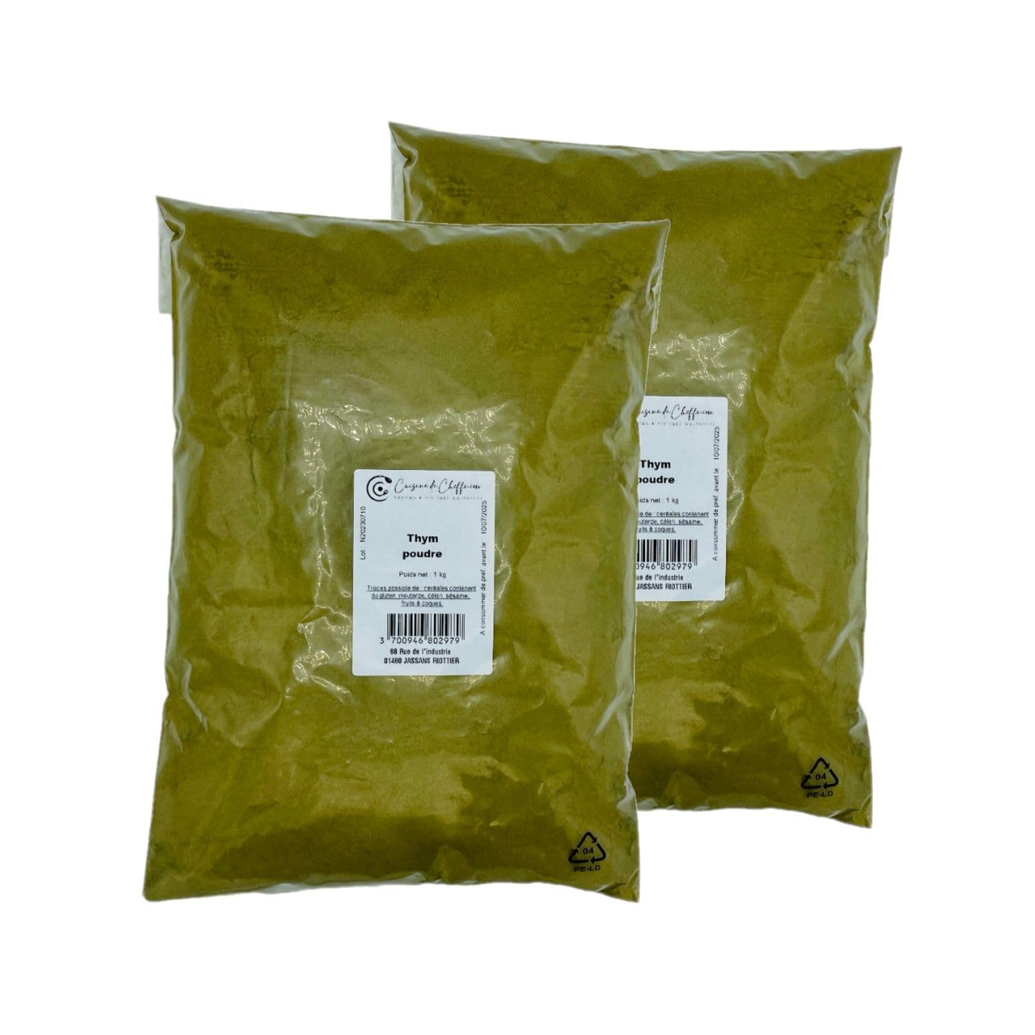 Cheffe.com – Lote de 2 tomillo en polvo – Bolsita de 1 kg