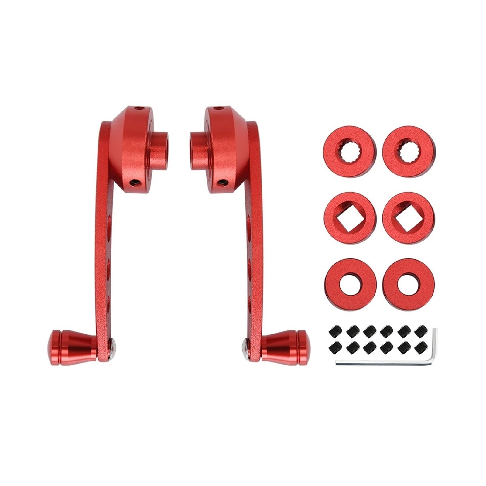 Lhdktee 2piece Universal Car Manual Window Lifting Crank Handle Aluminum Alloy Winder Lifter Riser Car Window Handle(Red)