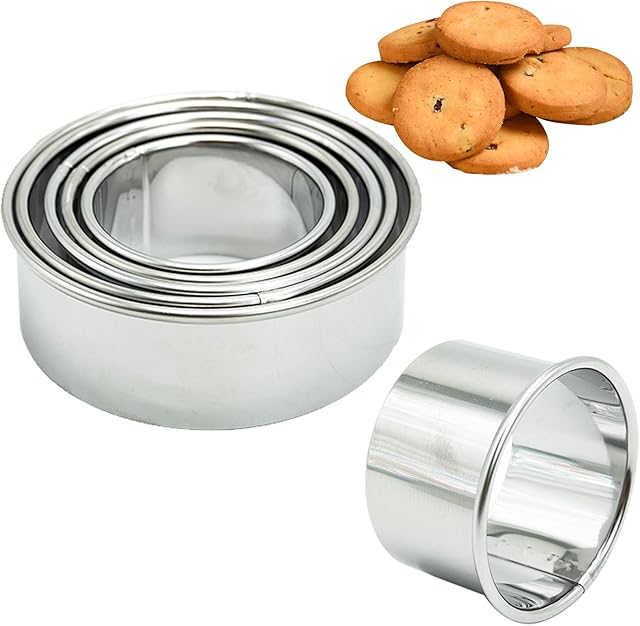 Cookie Cutter, Pastry Cutter for Baking, 5 Sizes Round Cookie Cutters Shapes, Circle Biscuit Cutters for Making Donut Pies Scone (5.5/6.5/7.5/8.5/9.5cm)