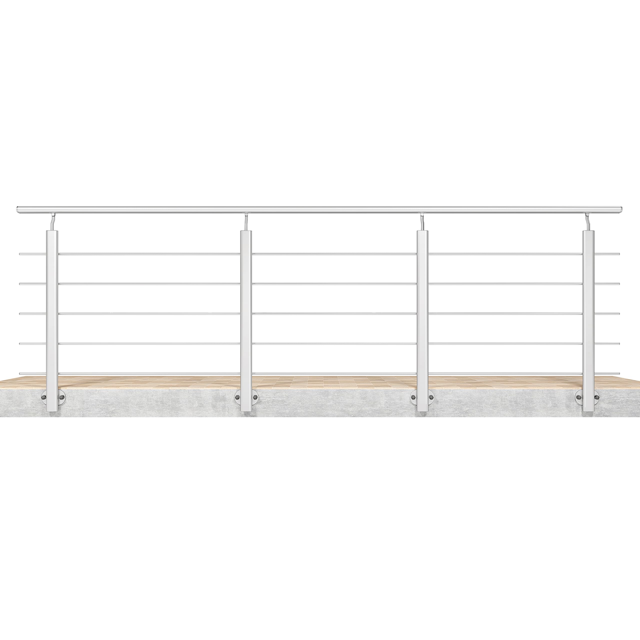 AICA 300x100cm Barandillas de aluminio, Barandilla de escalera, Ángulo de montaje ajustable, uso interior y exterior - Plateado mate - fijaciones lateral