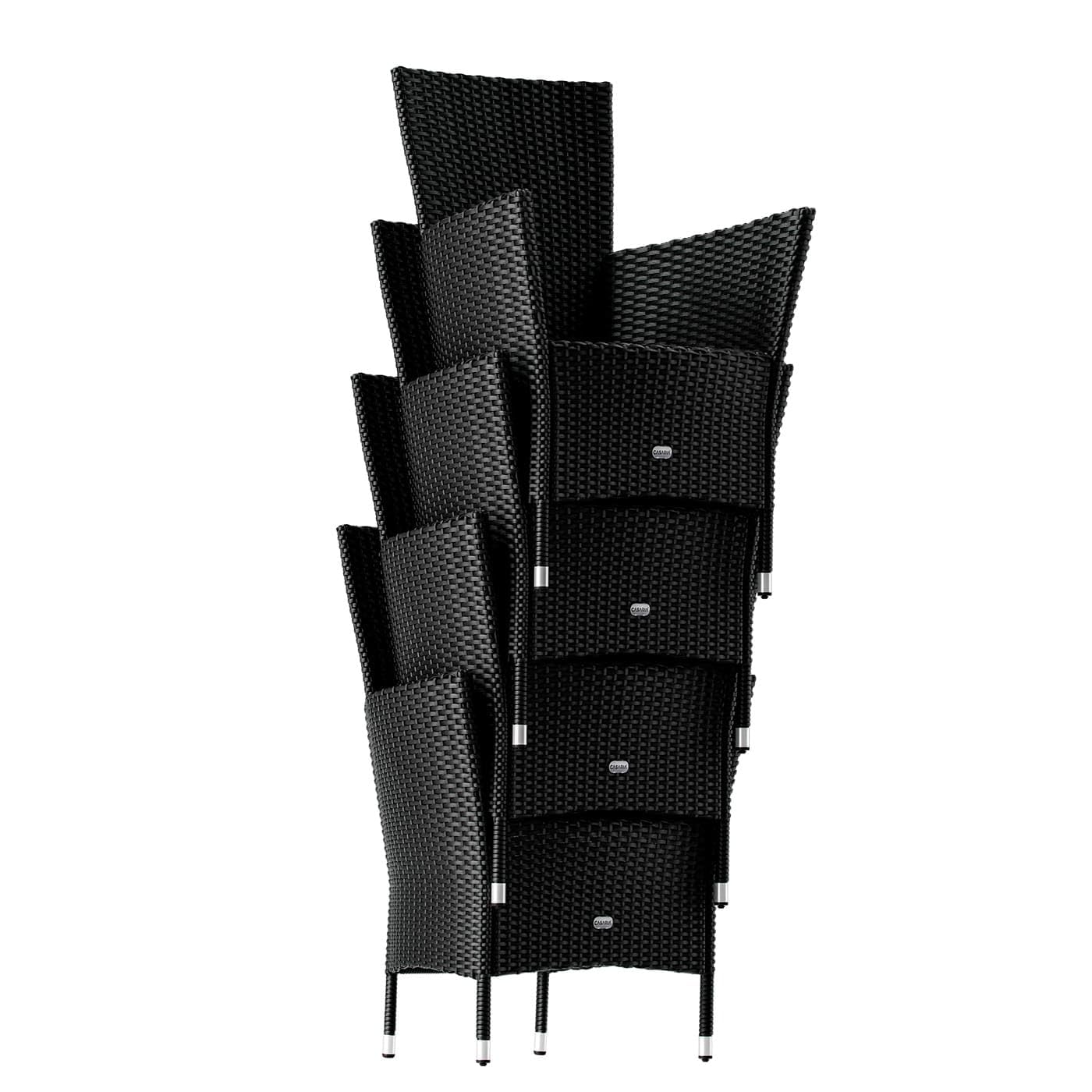 Casaria® Ensemble Salon de Jardin 5 pièces polyrotin Noir Set 1 Table + 4 chaises avec Coussins Bar de Jardin Exterieur