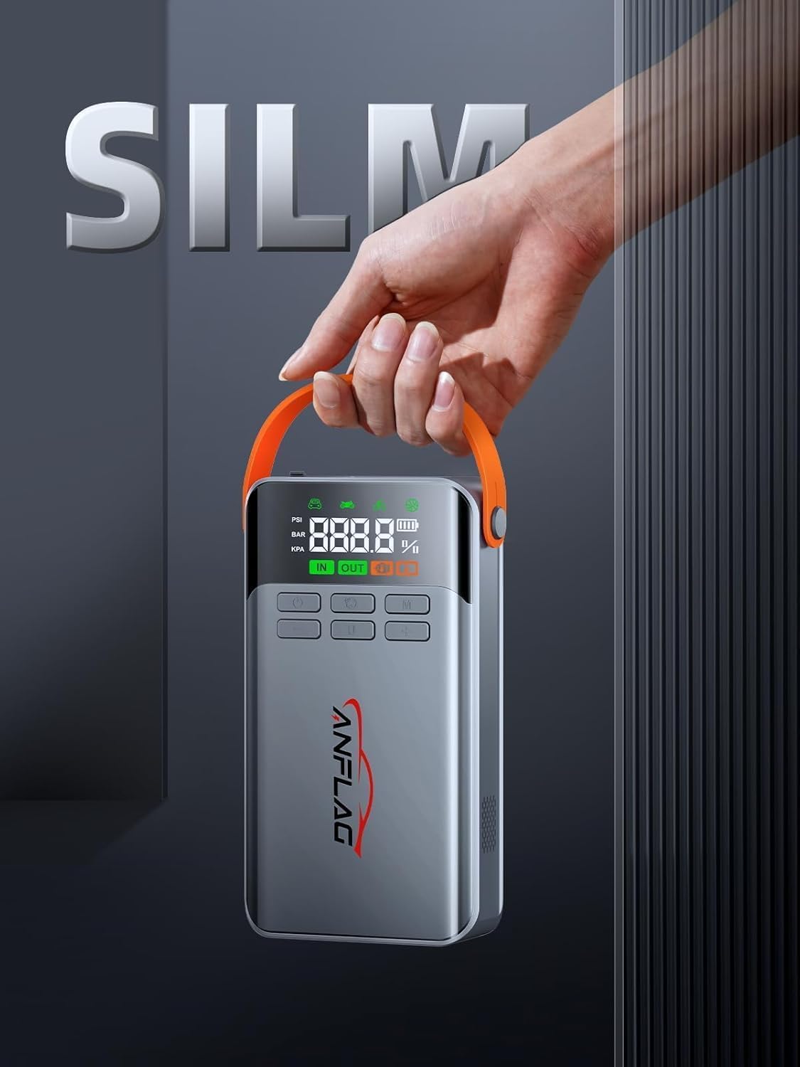 8000A Booster Avviamento Auto con Compressore 150PSI | 21800mAh/80.66Wh Avviatore Batteria Auto( Per ALL Gas/12L Diesel), Starter Portatile con Display, Doppia USB, Torcia a LED
