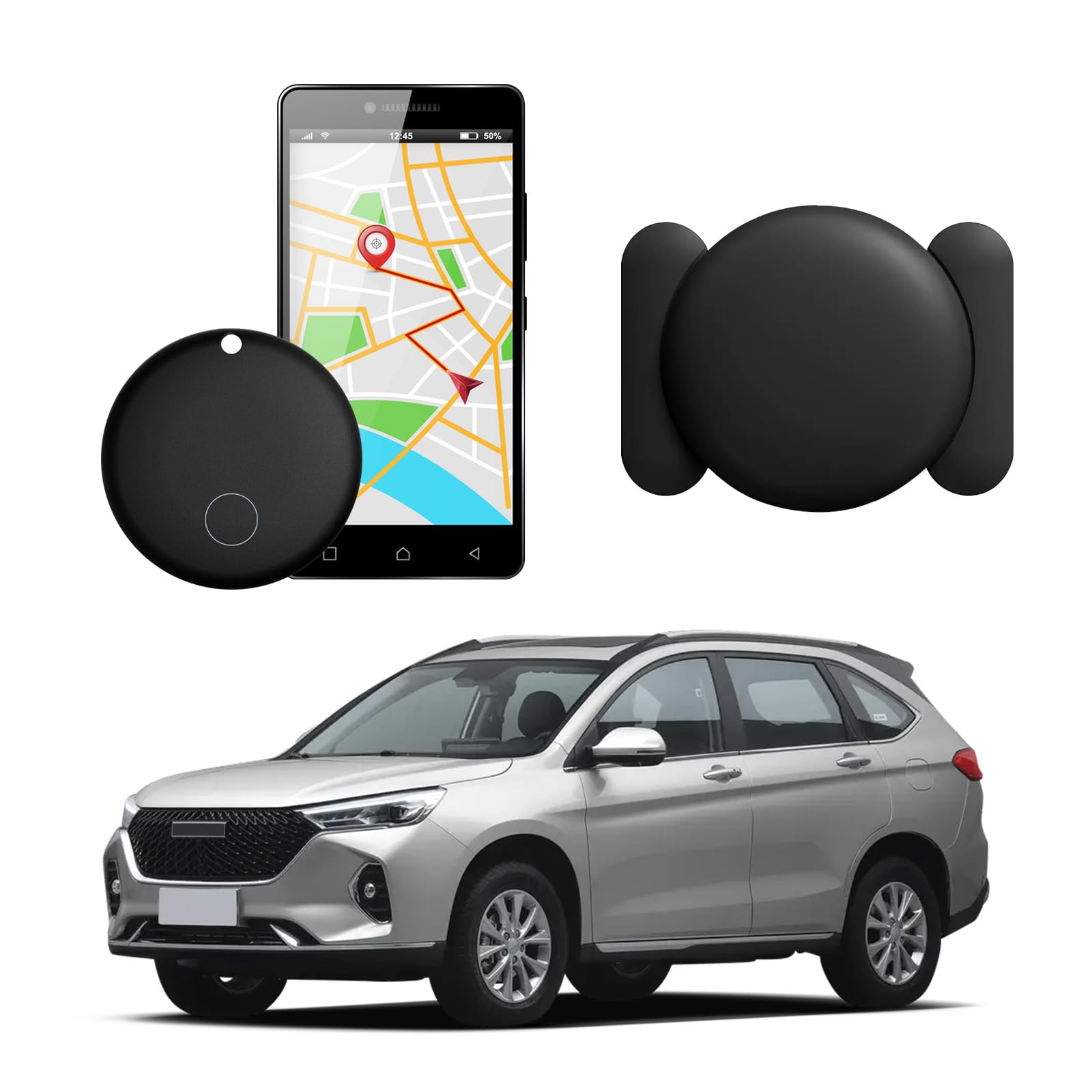 GPS Tracker for Vehicles,Hidden GPS Car Tracker with Magnetic Case(iOS&Android Compatible),Real-time Global Coverage Car Locator for Truck,No Subscription&Monthly Fee/No SIM Card-Black-image-5