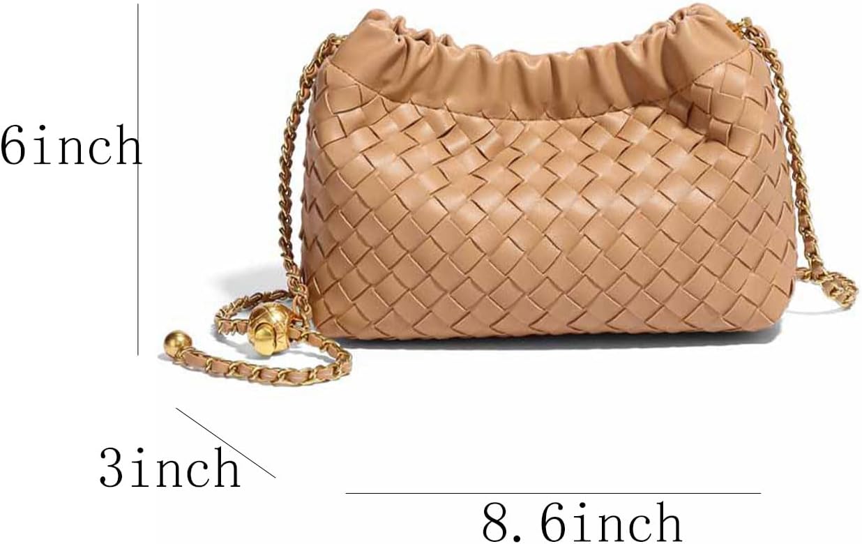Woven Leather Dumpling Bag Dinner Handbag For Women Purse Hobo Bag Crossbody Shoulder Clutch Evening Wedding Box Bags - Image 3