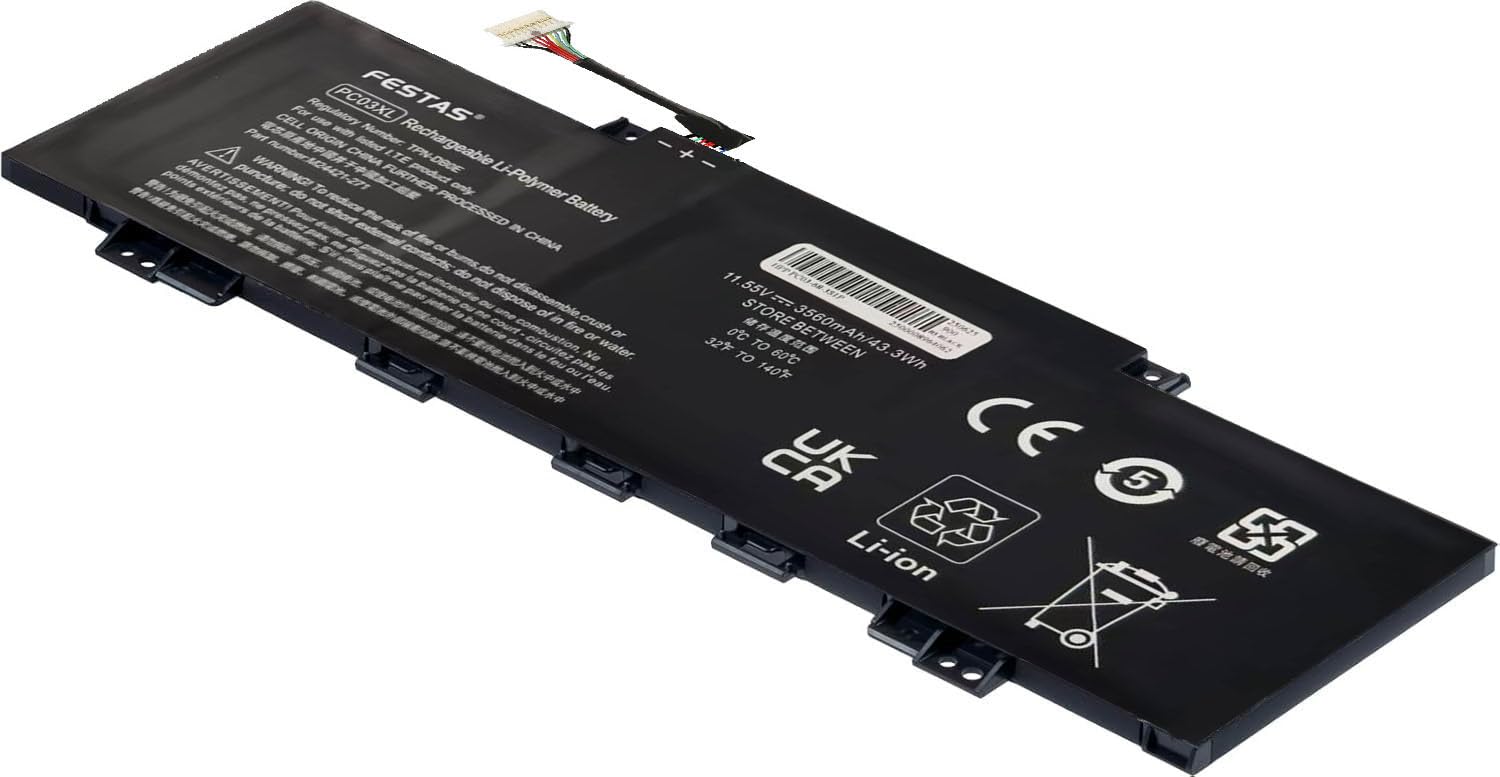 11,55 V 43,3 Wh PC03XL HSTNN-OB1W - Batería compatible con HP Pavilion X360 14-BA 14-DY 14M-DY 14-EK 15-ER Pavilion Aero 13-BE0230A 13-BE0000 Serie TPN-DB0E TPN-W152 M24421-AC1 M21 4648 - 005