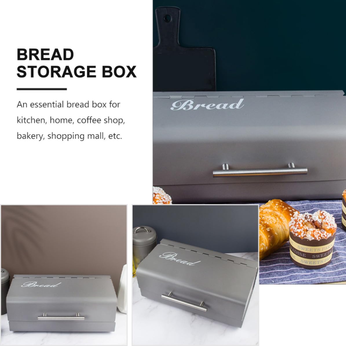 Hemobllo Caja para Pan para Guardar Pan y Refrigerios Estilo Europeo Tapa Creativa, Material Hierro Galvanizado y Plástico, Práctica y Resistente en Casa o Cafetería