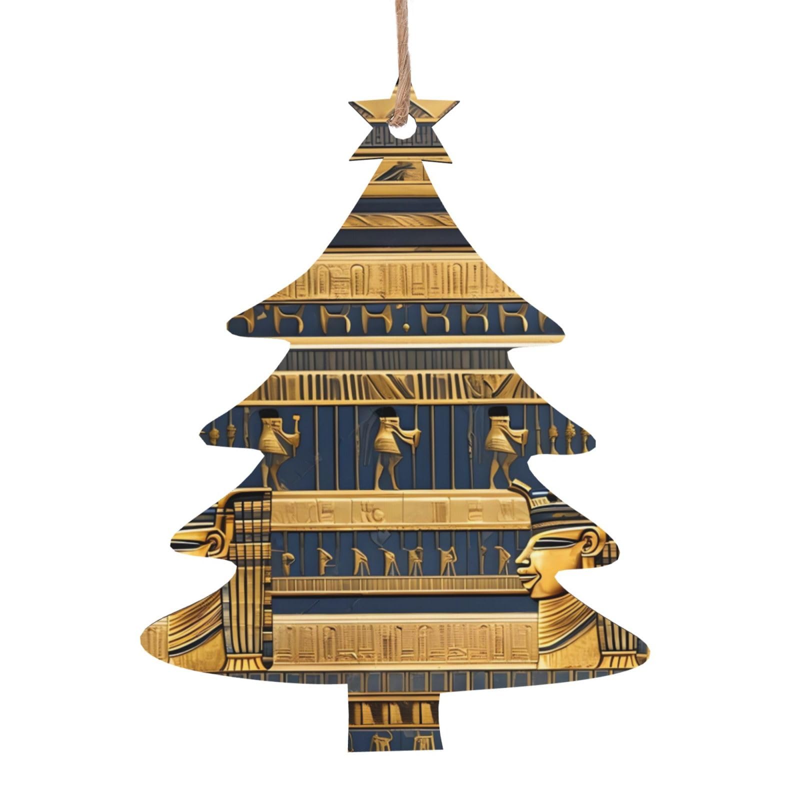 Egyptian Pharaonic Frescoes Printed Christmas Wooden Pendants, Simple and Environmentally Friendly, Holiday decorationsã€‚