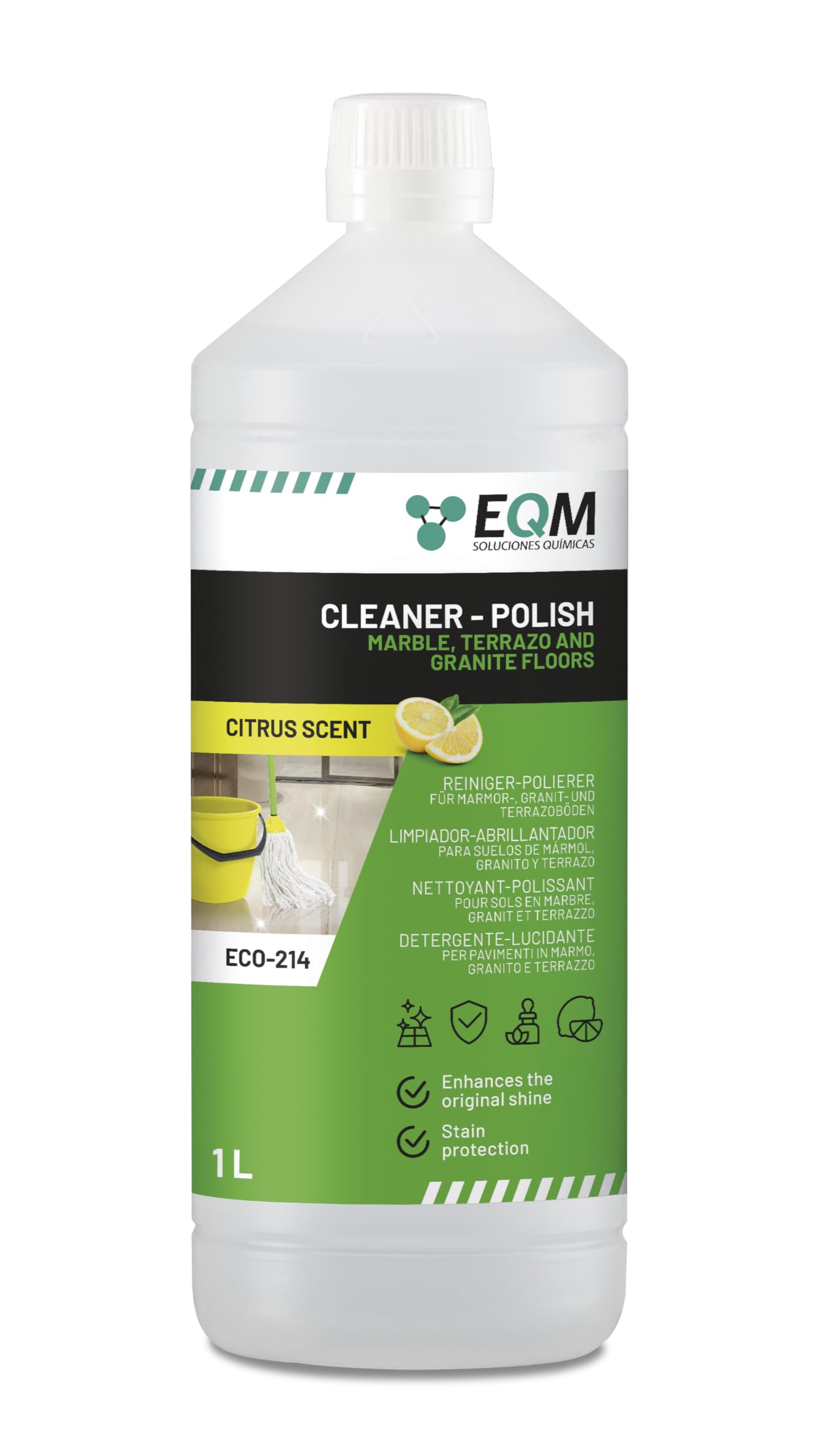EQM - ECO-214 - Detergente Lucidante per Marmo, Granito e Pietra Naturale - 1L - Esalta il Colore Naturale e la Lucentezza