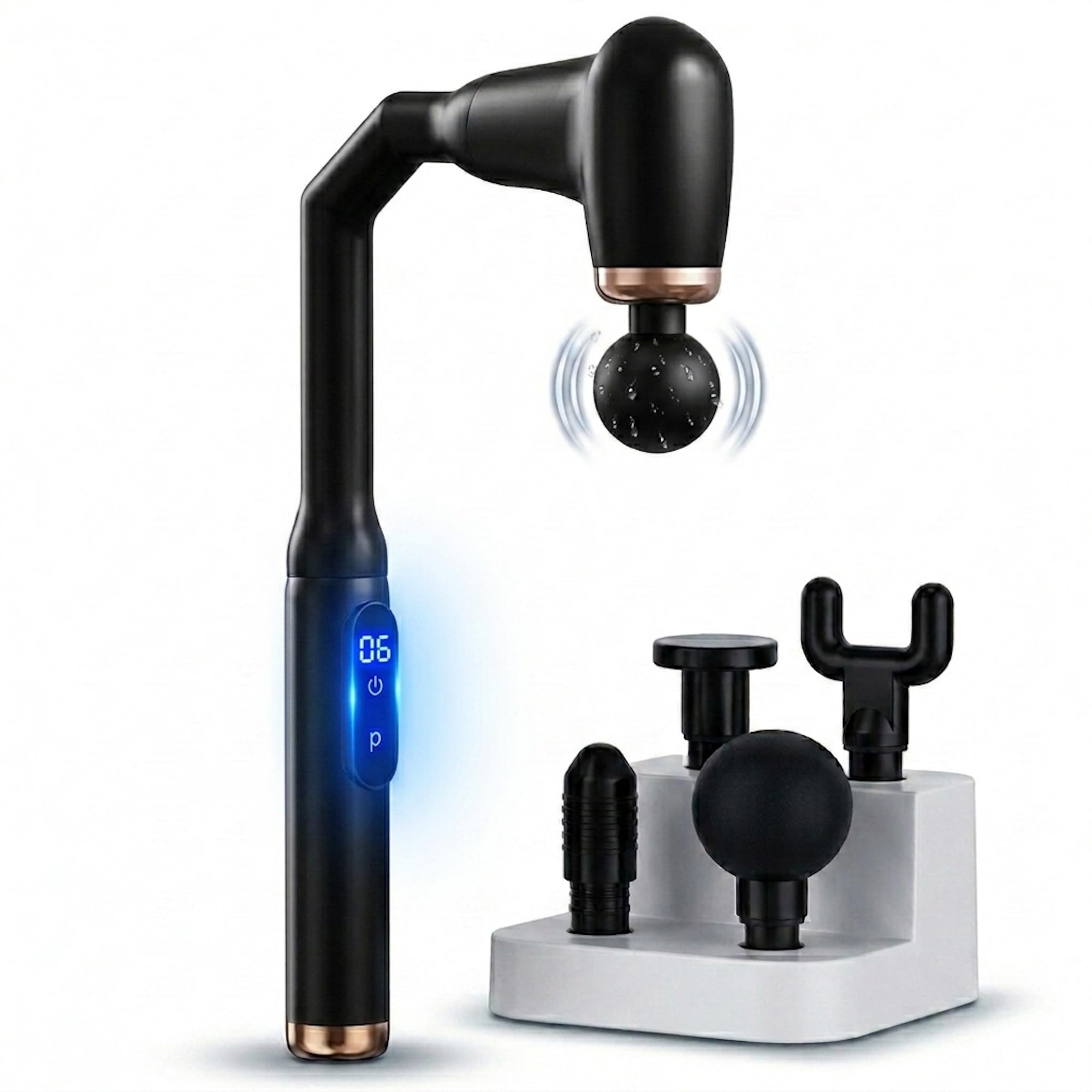 KLEN Percussion Massage Gun for Pain Relief & Deep Tissue with Massage Heads Cordless, Quiet Operation for Neck, Shoulders, Back, Arms, Legs & Feet (Black)-image-49