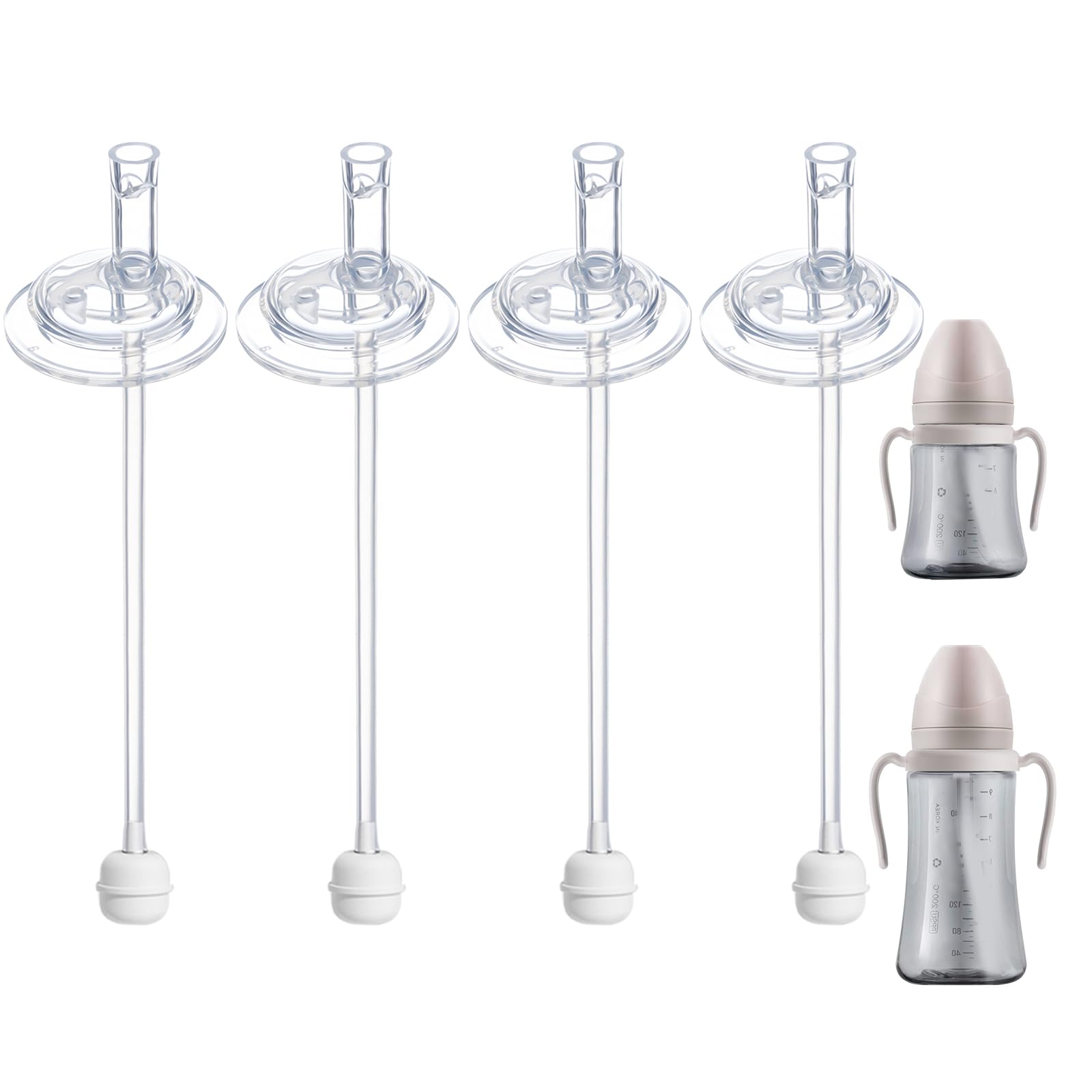 Photo 1 of 4Pcs Replacement Weighted Straws for GROSMIMI, Silicone Gravity Ball Straw Replacment for Grosmimi Magic Sippy Cup 10oz 6oz, Soft Bottle Straws for Sippy Cup, No Spill, Weighted Straw Kit