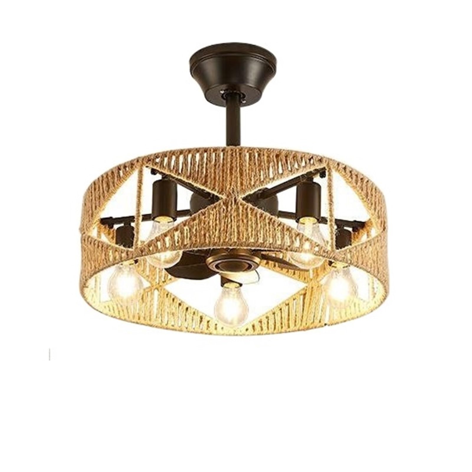 TRDEWR Chandeliers Lights Led Ceiling Fan Pendant Lamp Art American Iron Industrial Wind Hemp Rope Restaurant Bedroom Hall Coffee Shop Good Light and Shadow Effects(Model 1)