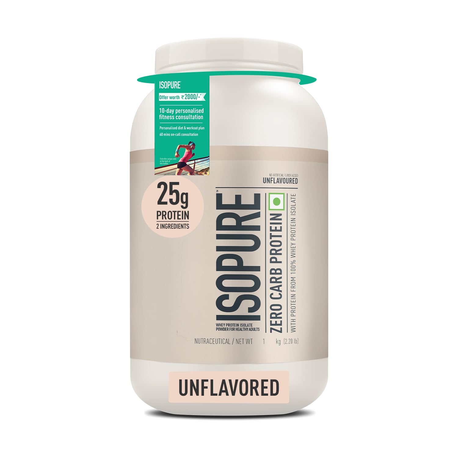 Isopure Unflavored Protein Powder 2.20 Lbs, 1 Kg, 25g Of 100% Whey Protein Isolate/serve, Zero-carb/sugar/fat, Lactose-free, Vegetarian Protein For Men & Women. Offer Pack