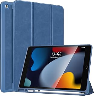MoKo iPad 10.2 Case iPad 9th Generation 2021 / 8th Generation 2020 / 7th Generation 2019 Case with Pencil Holder, Soft TPU Smart Stand Back Cover Case for iPad 10.2 inch, Auto Wake/Sleep,Light Blue