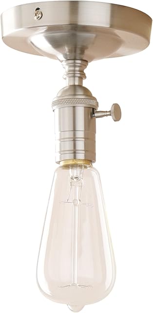 PathsOn Industrial Retro Loft Bar Kitchen Pendant Light Fitting Ceiling Lamp Flush Mount Switch Light Fixture Chandelier Decorative Lighting E27 (Brushed)