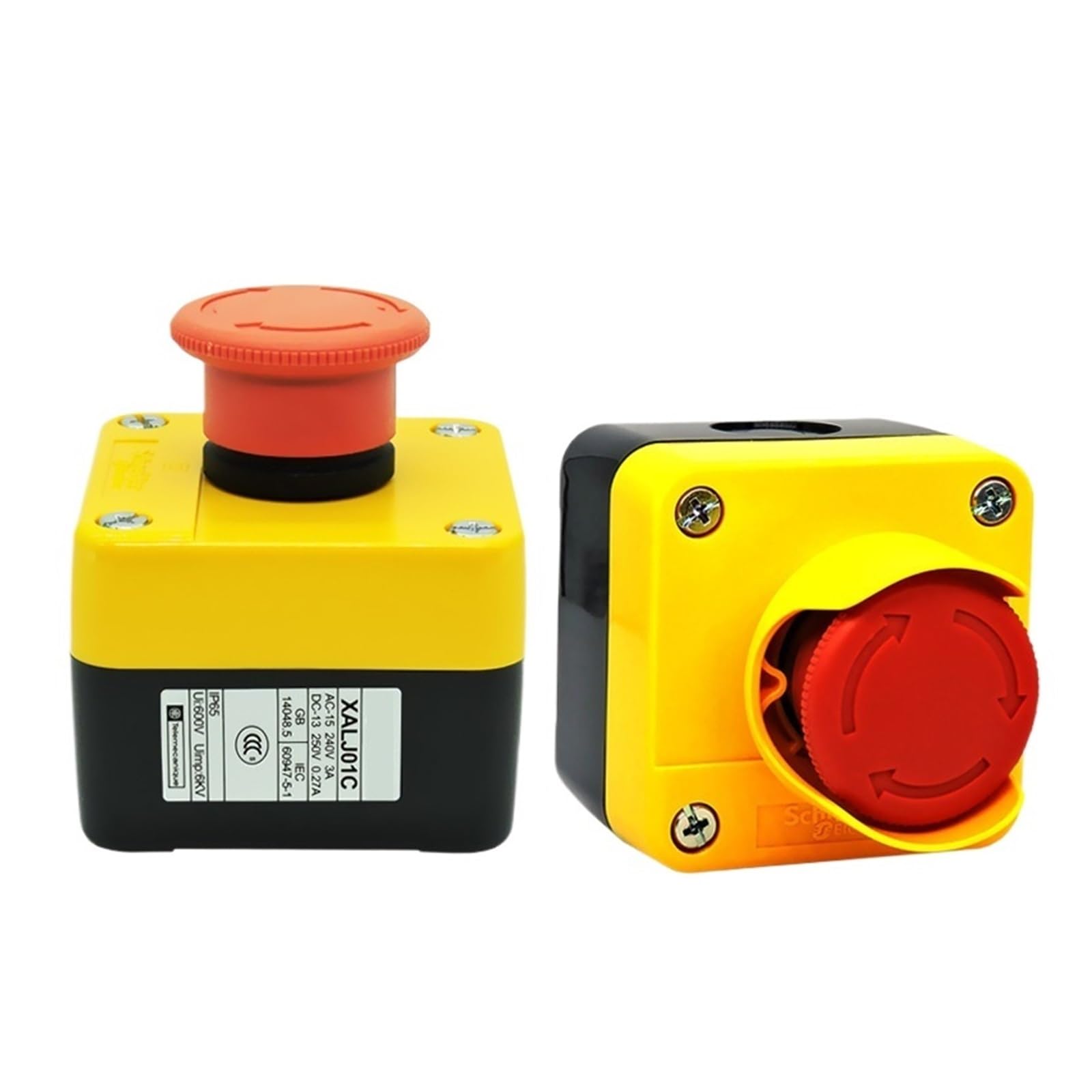 Bouton d'arrêt d'urgence XALJ01C avec boîte XB2BS542C réinitialisation rotative