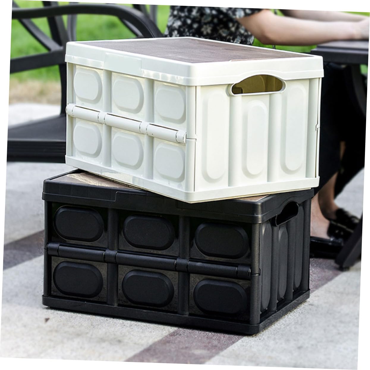 SOLUSTRE Klappbare Aufbewahrungsbox mit Deckel Vielseitige Spielzeug und Kleiderbox für Lagerung von Bettwäsche Decken und Kleidung Kompaktes Camping-organizer-system