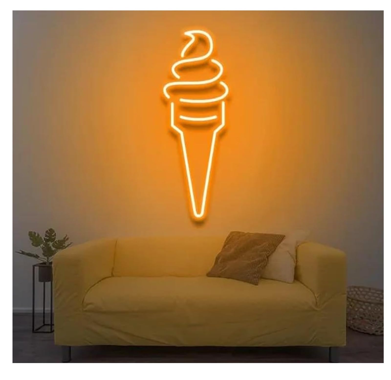 Zynther Neon lamp for neon Sign Ice Cream Wall Decoration for Summer Activities, Kids Bedroom Bar(Orange)