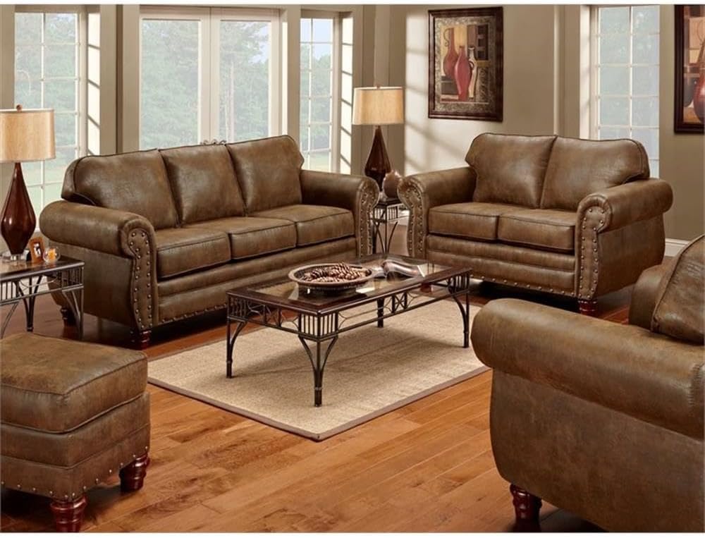 American Furniture Classics 26.5" Microfiber Sedona Ottoman in Brown