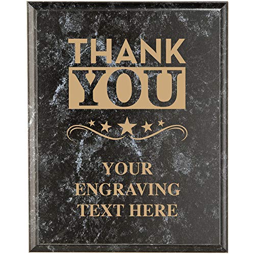 Crown Awards Corporate Employee Recognition Plaques - 7 x 9 Thank You Black Marbleized Recognition Trophy Plaque Award Prime