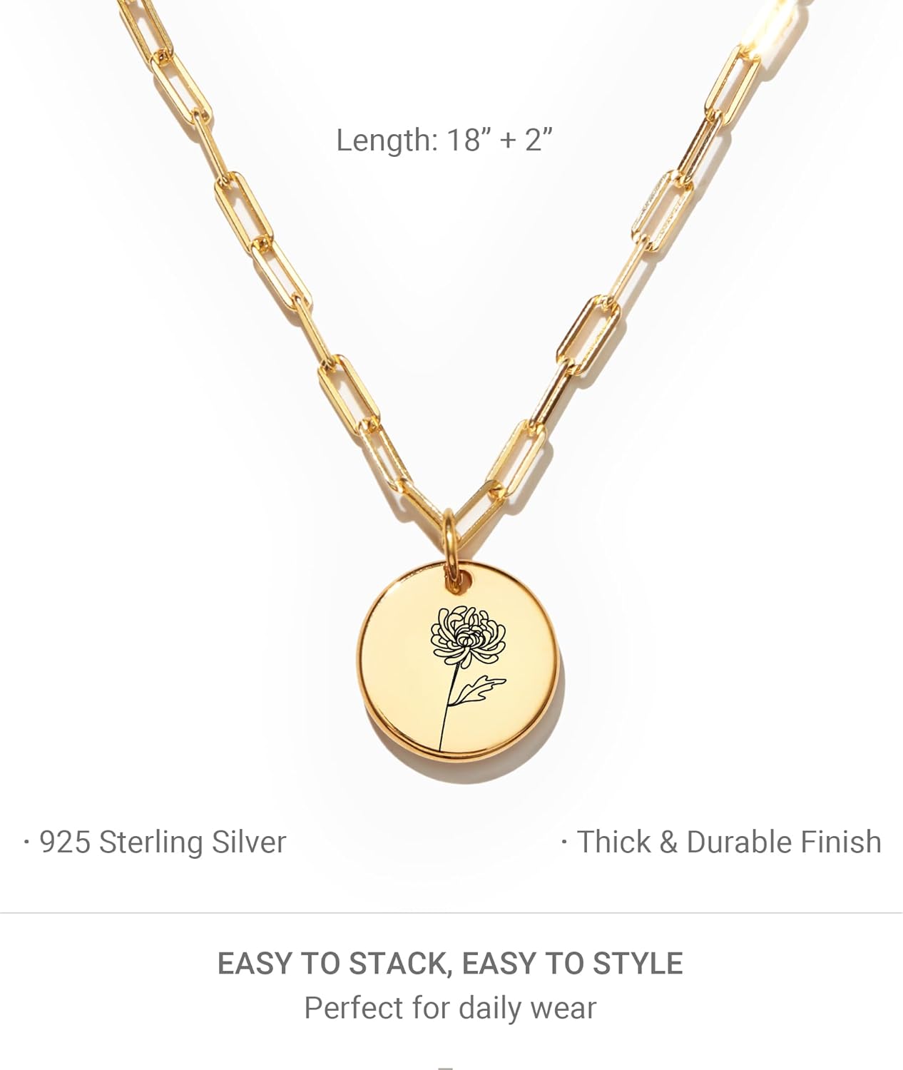 STORYJEWELLERY Birth Flower Necklace, Dainty Charm Necklace for Women, Trendy Flower Jewelry, Gifts for Women - Image 4