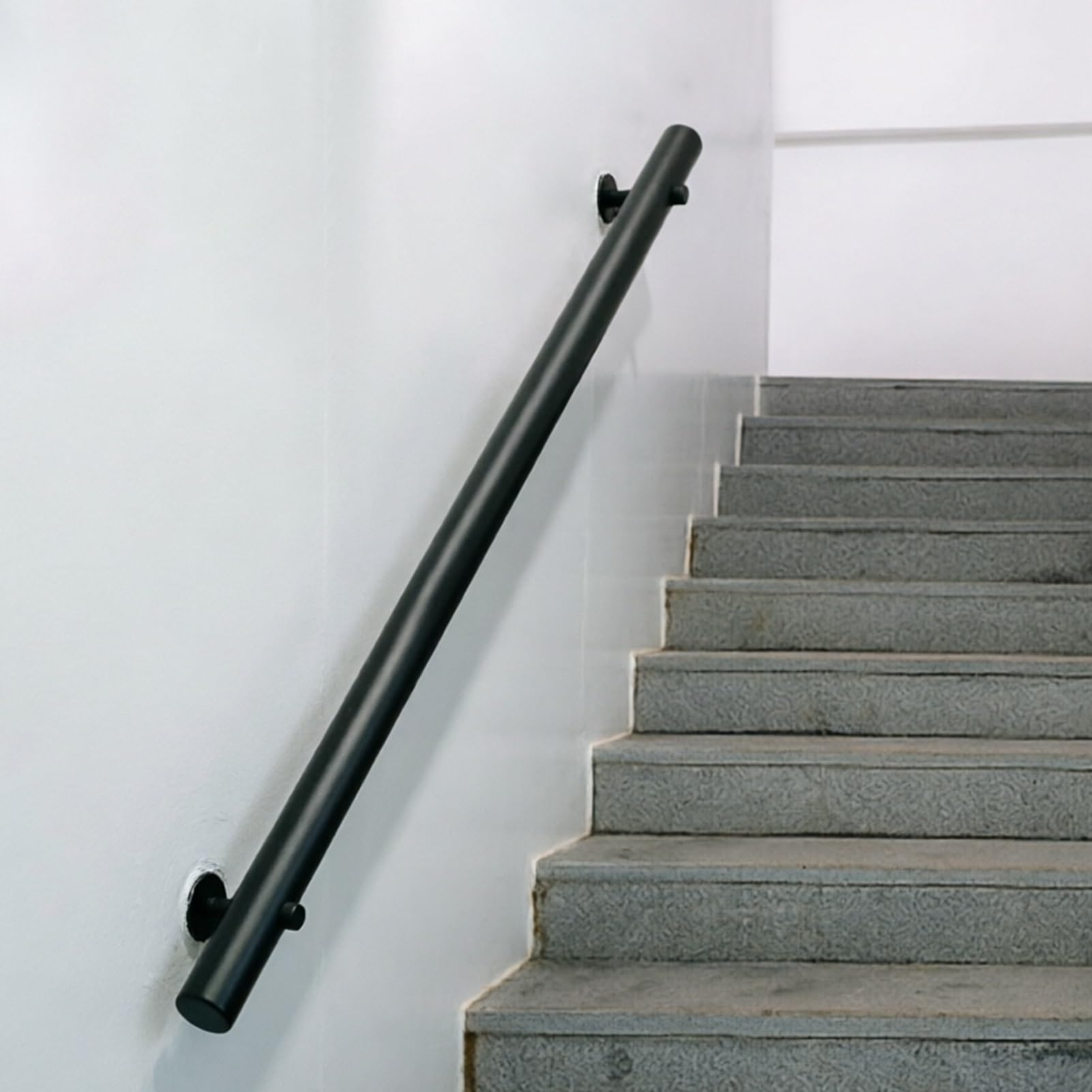 Black Round Hand Railing/Wall Mount Banister, 60cm 80cm 1m 1.5m 2.5m 300cm 3.5m 4m 4.5m Wood Handrail(6.6ft/200cm)