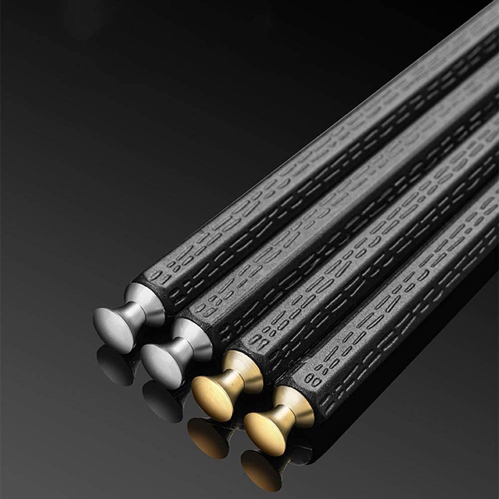 Baguettes réutilisables Lot de 10 paires de baguettes en fibre de verre de qualité supérieure, tête dorée et argentée, réutilisables, japonaises et coréennes, faciles à utiliser, antidérapantes, lavab