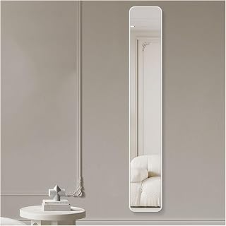 Ultra Slim Full Length Mirror 150x26cm - Slim Rectangle Body Mirror for Small Spaces, Stylish White Design, Ideal for Bedrooms and Entryways