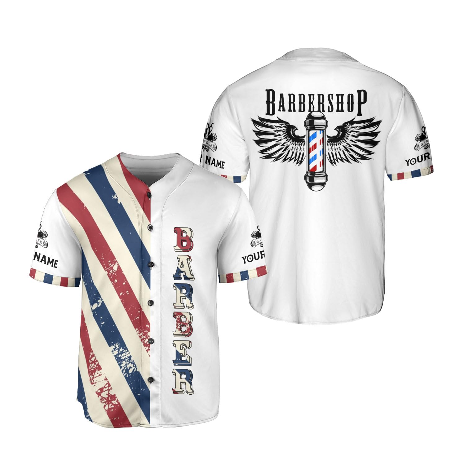 Ligthuy Personalized Baber Baseball Jersey, Hairdresser Baseball Jersey Barber Shop Life, Barber Shirts for Men and Women