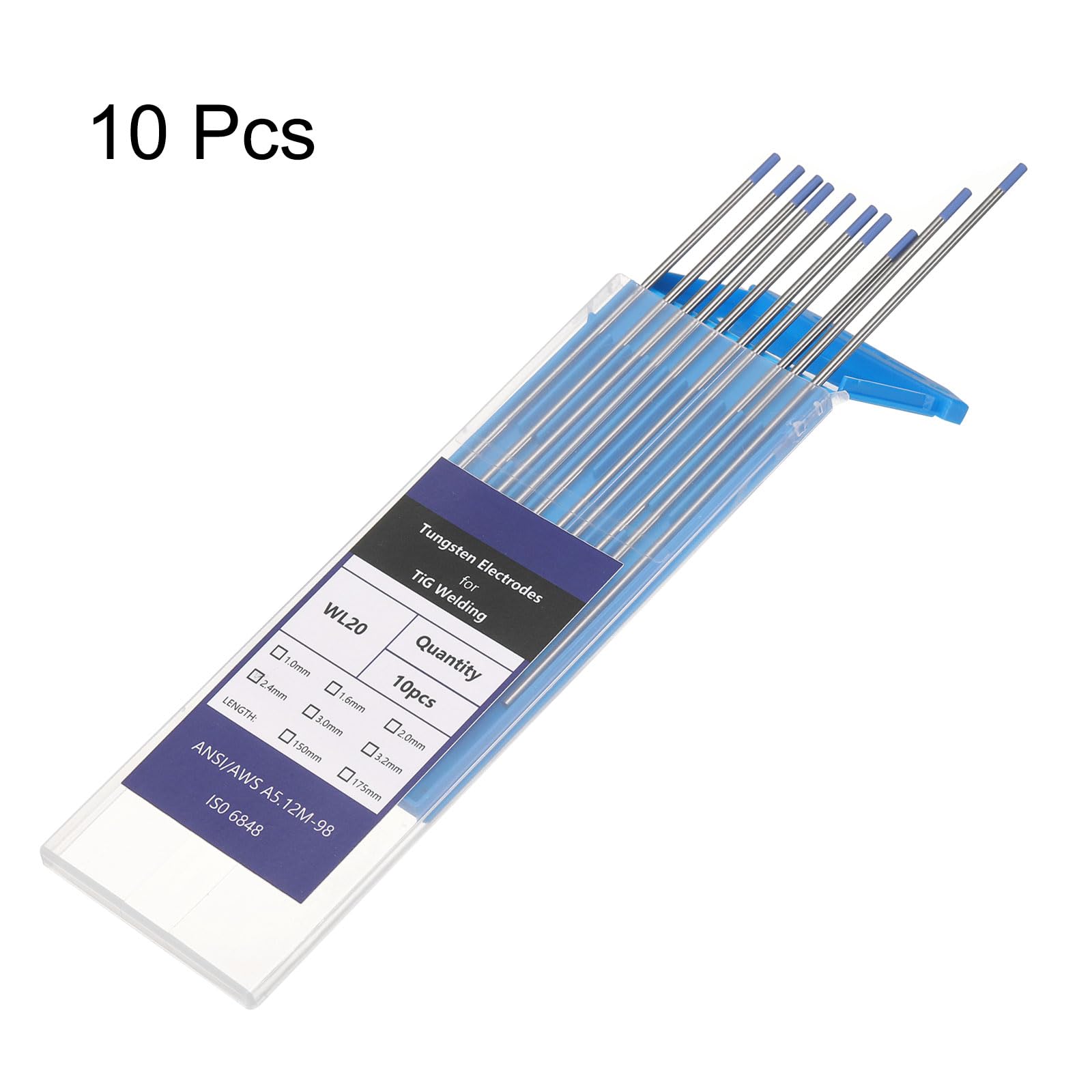 QUARKZMAN 10 sztuk elektrod spawalniczych TIG 3/32" x 7" 1,8-2,2% lantanu do spawania stali nierdzewnej, stop aluminium i magnezu, spawanie przemysłowe, niebieskie WL20
