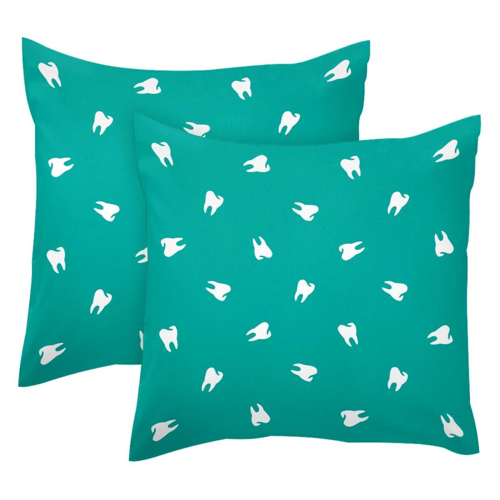 Housse de coussin motif dents mignonnes 45,7x45,7 cm | Taie décoration carrée