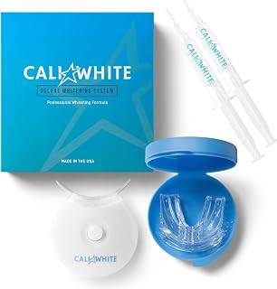 Cali White Teeth Whitening Kit with LED Light, 35% Peroxide Gel, Trays & Case - Fast Safe Whitening for Coffee & Wine Stains