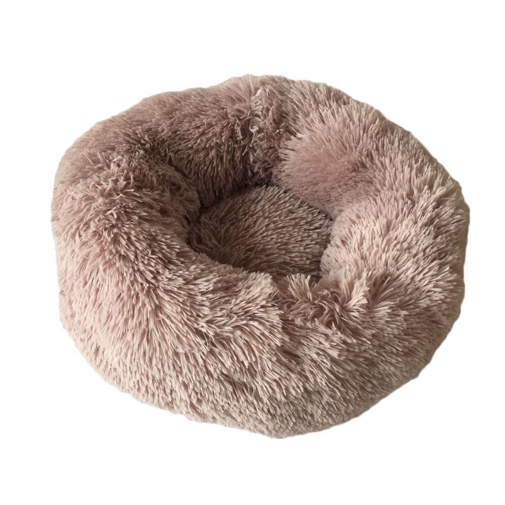 YOUCAI Puppy Bed for Medium Small Dogs Cats Non-Slip Bottom Fluffy Calming Kitten Bed for Small Dog and Puppy Plush Cuddler Pet Bed Round Plush Dog Bed,Brown2,120cm
