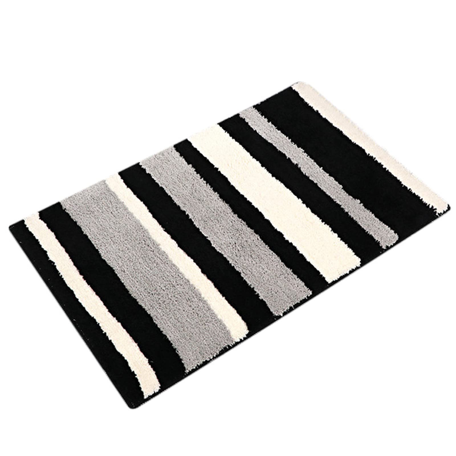 Tappeto Da Bagno Antiscivolo Softstep Lavabile In Lavatrice - 91x61 Cm, Ciniglia Ultra Assorbente, Retro TPR, Nero/Beige - 5