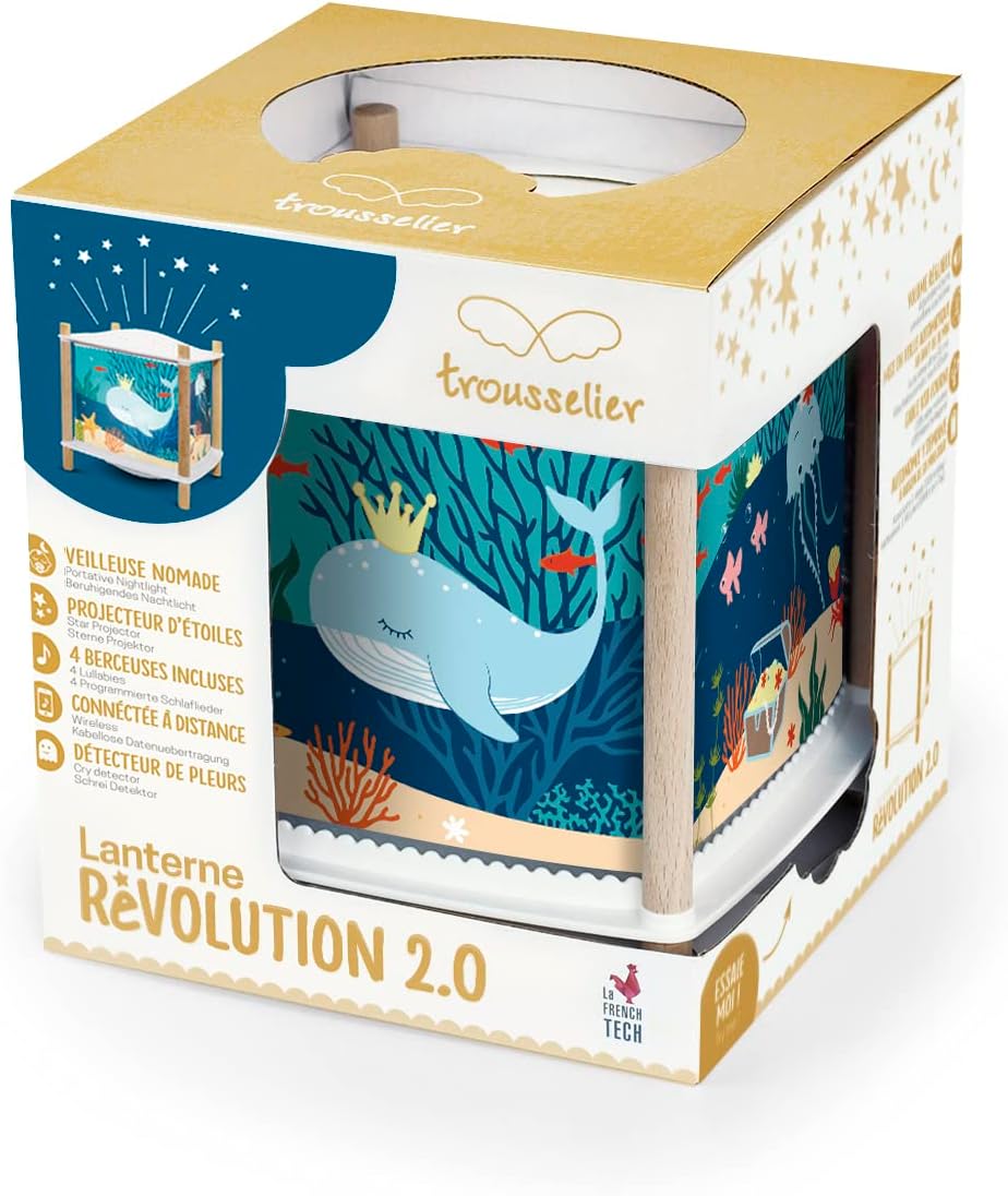 Trousselier Ocean - Musical and Luminous Baby Night Light, ReVOLUTION 2.0 Flashlight - Birth Gift Night Light USB Rechargeable - Starry Sky Projector - Crying Detector