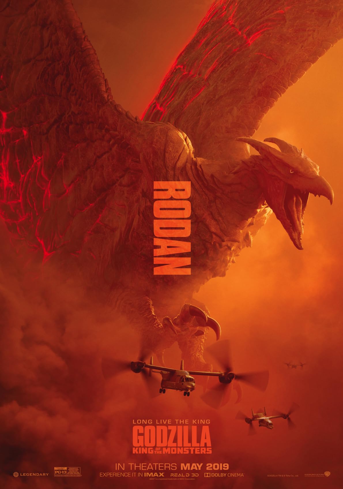 Godzilla King of monsters Rodan Reproduction Classic Movie Film and Theatre Poster wall art print (A1 594 x 841mm)