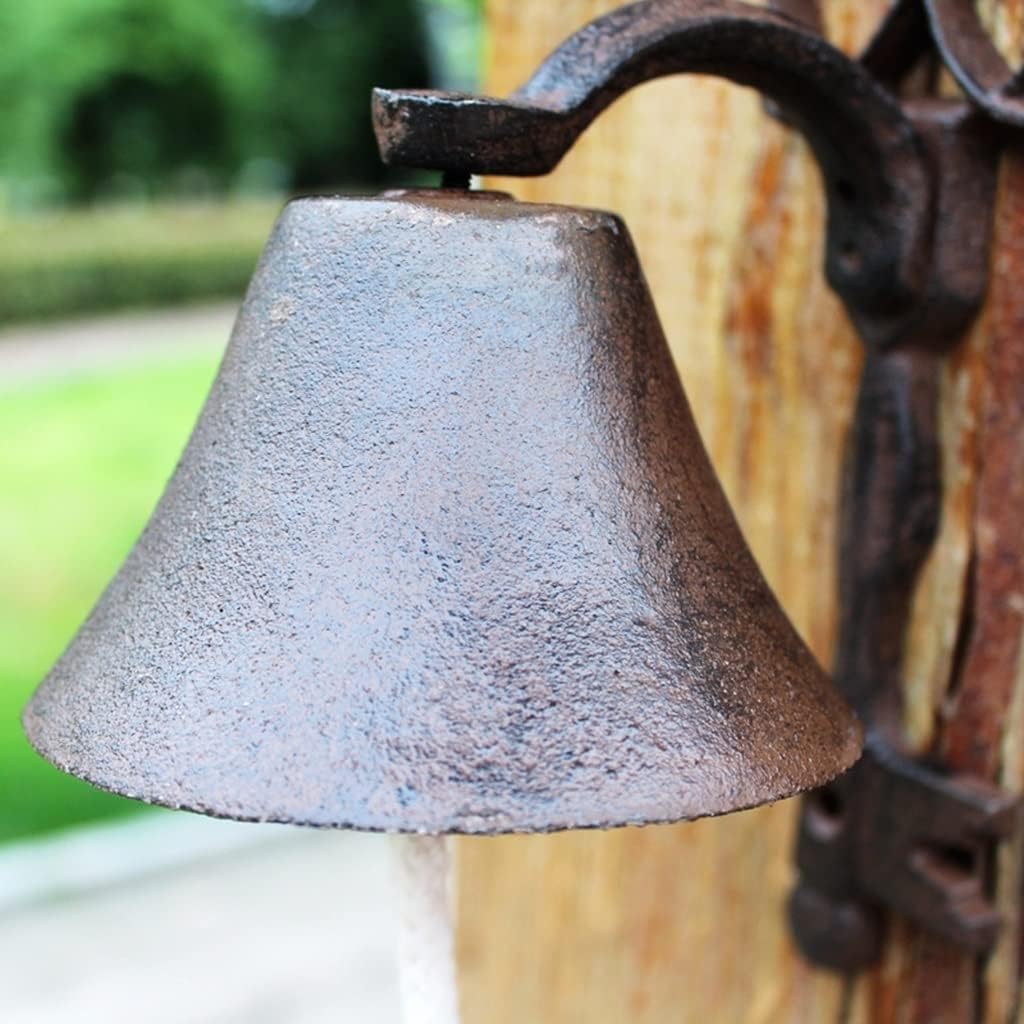 Cast Iron Wall-Mounted Bell,Vintage Key Doorbell, Garden Cast Iron Hand-cranked Bell, Home Garden Decoration