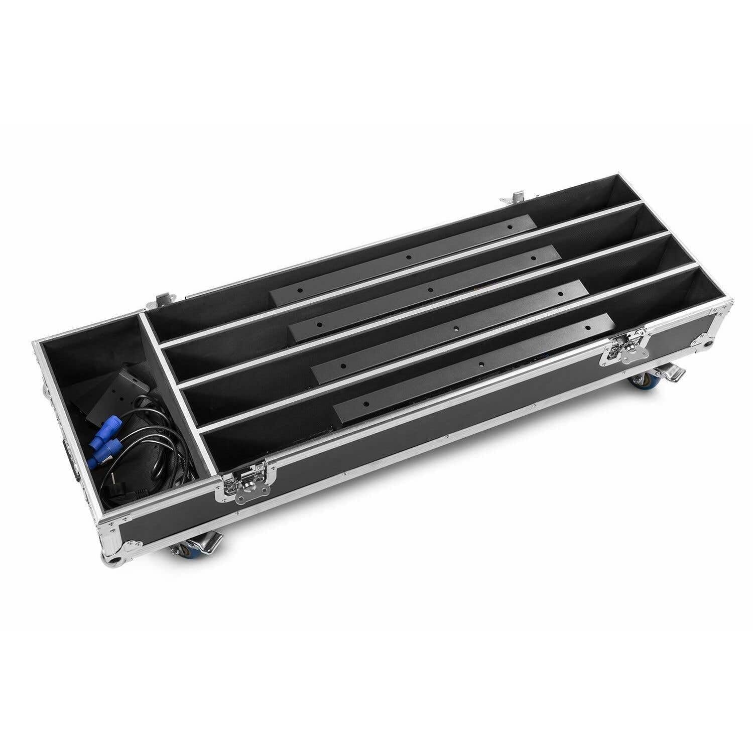 BeamZ FCLCB14 - Flightcase pour 4 Barres LED LCB14-1220 x 395 x 400mm, avec roulettes, Mousse de Protection, Rangement Câbles, Idéal pour Transporter Vos Barres LEDs en Sécurité