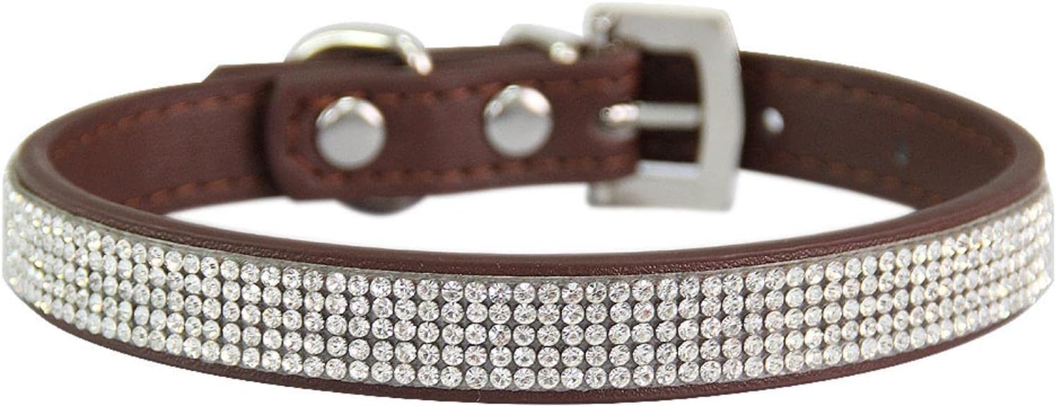 Collier pour chien réglable marron ComfortRhinestone chiot petite taille