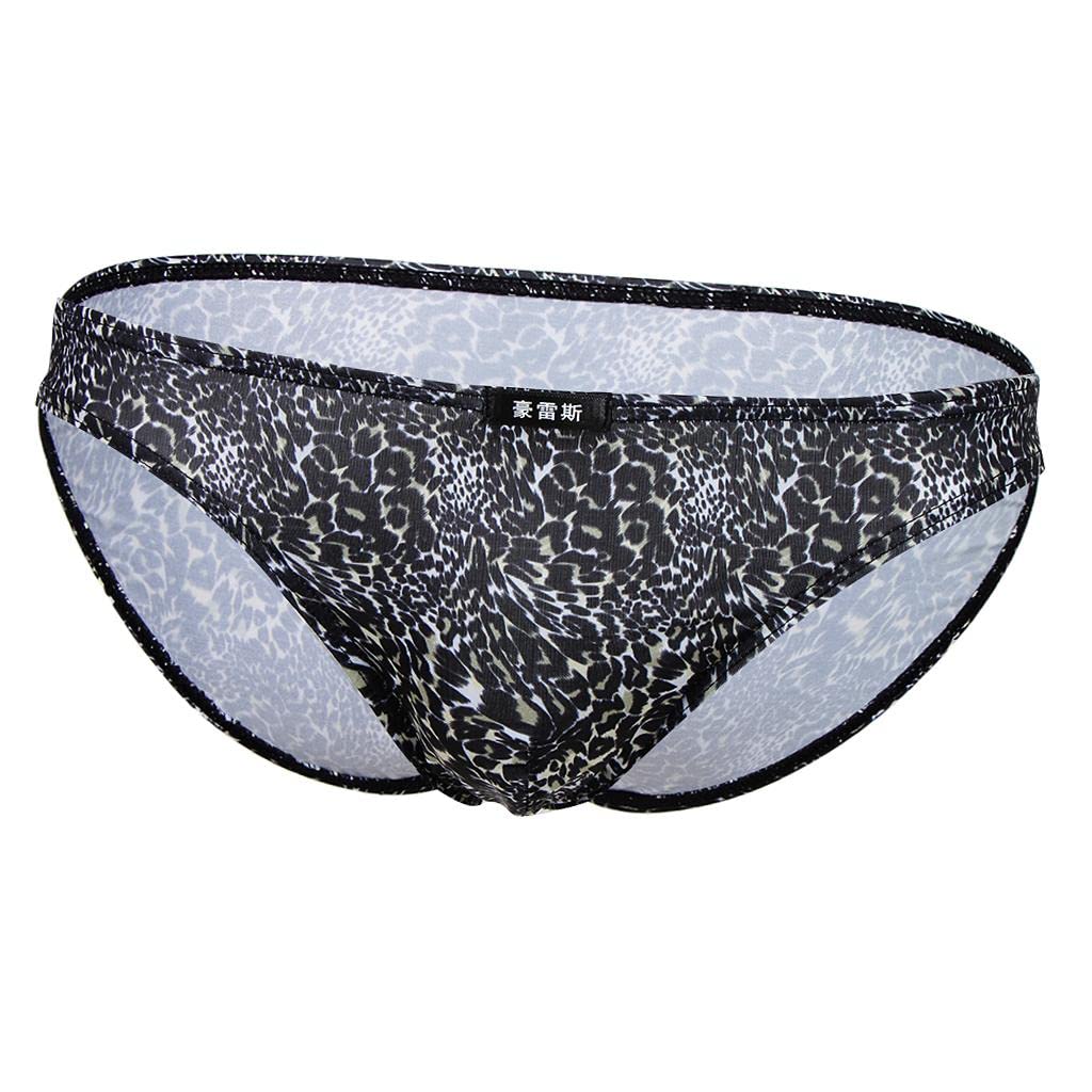 Men's Leopard Print Low-Rise Briefs | Comfortable Nylon Bikini Underpants, Swimwear & Beachwear | Elegant, Breathable Underwear for Men | XL Size Multicolour